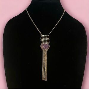 Nakamol druzy Amethyst chain tassel necklace